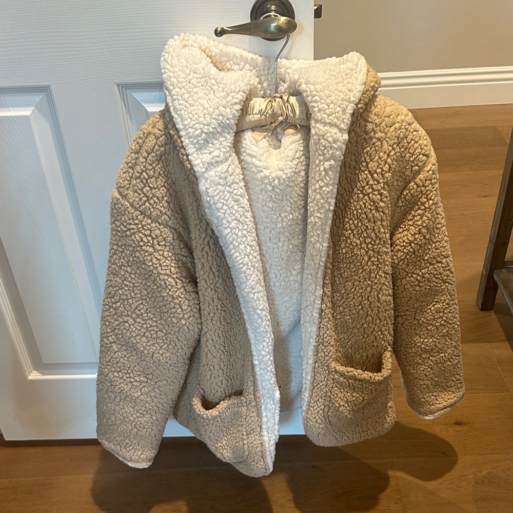 Cozy Tan and Cream Sherpa Jacket